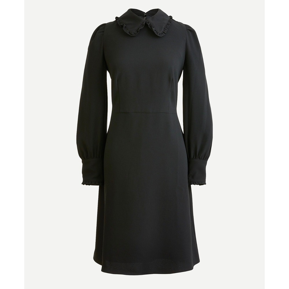 J.Crew Black Long Sleeve Ruffle Collar A Line Dress Item size 14‎